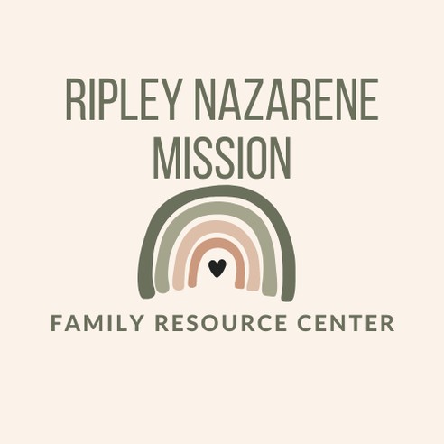 Ripley Nazarene Mission Family Resource Center logo: a rainbow with a heart